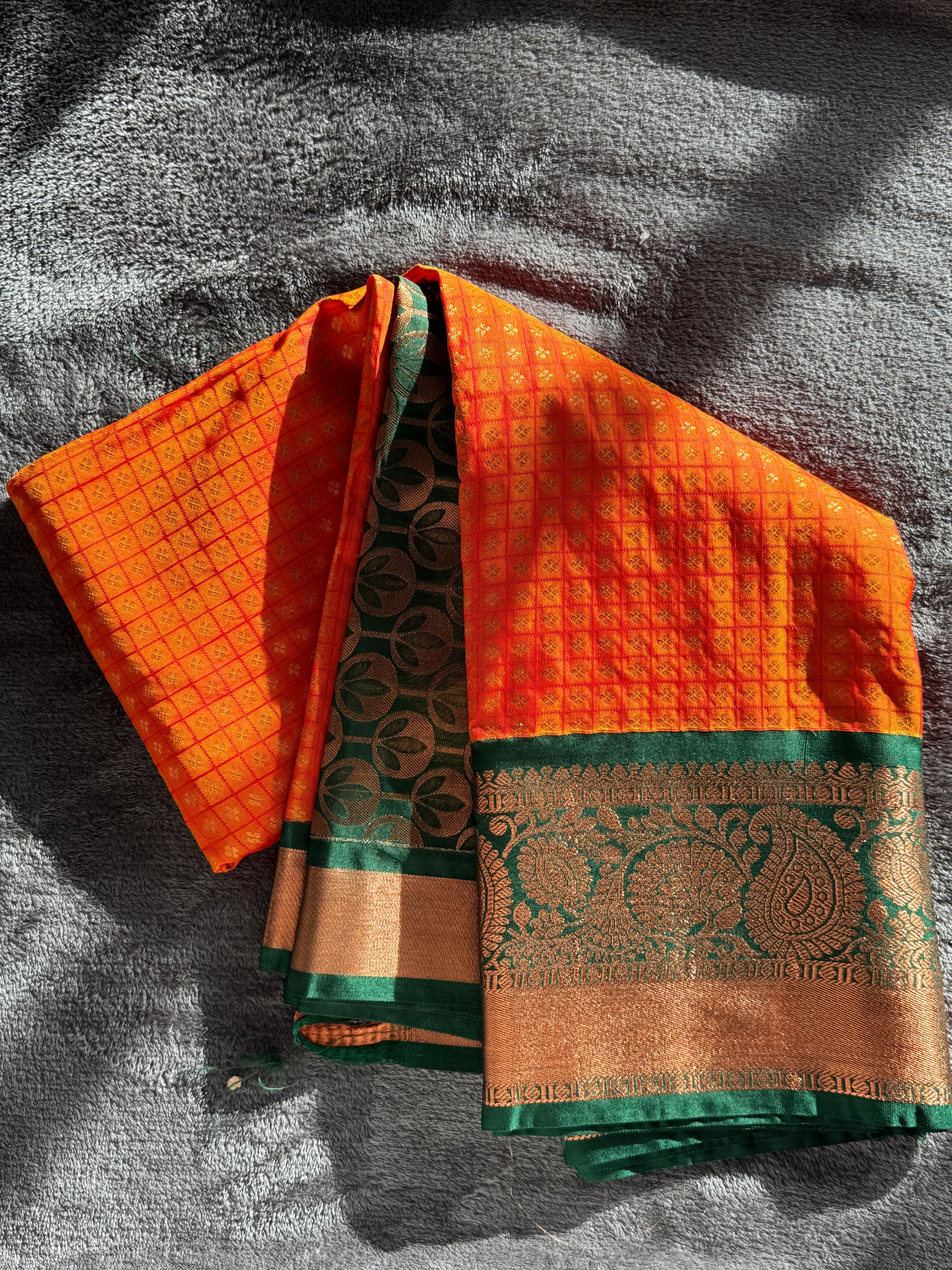 Temple Ember – Orange & Green Heritage Weave