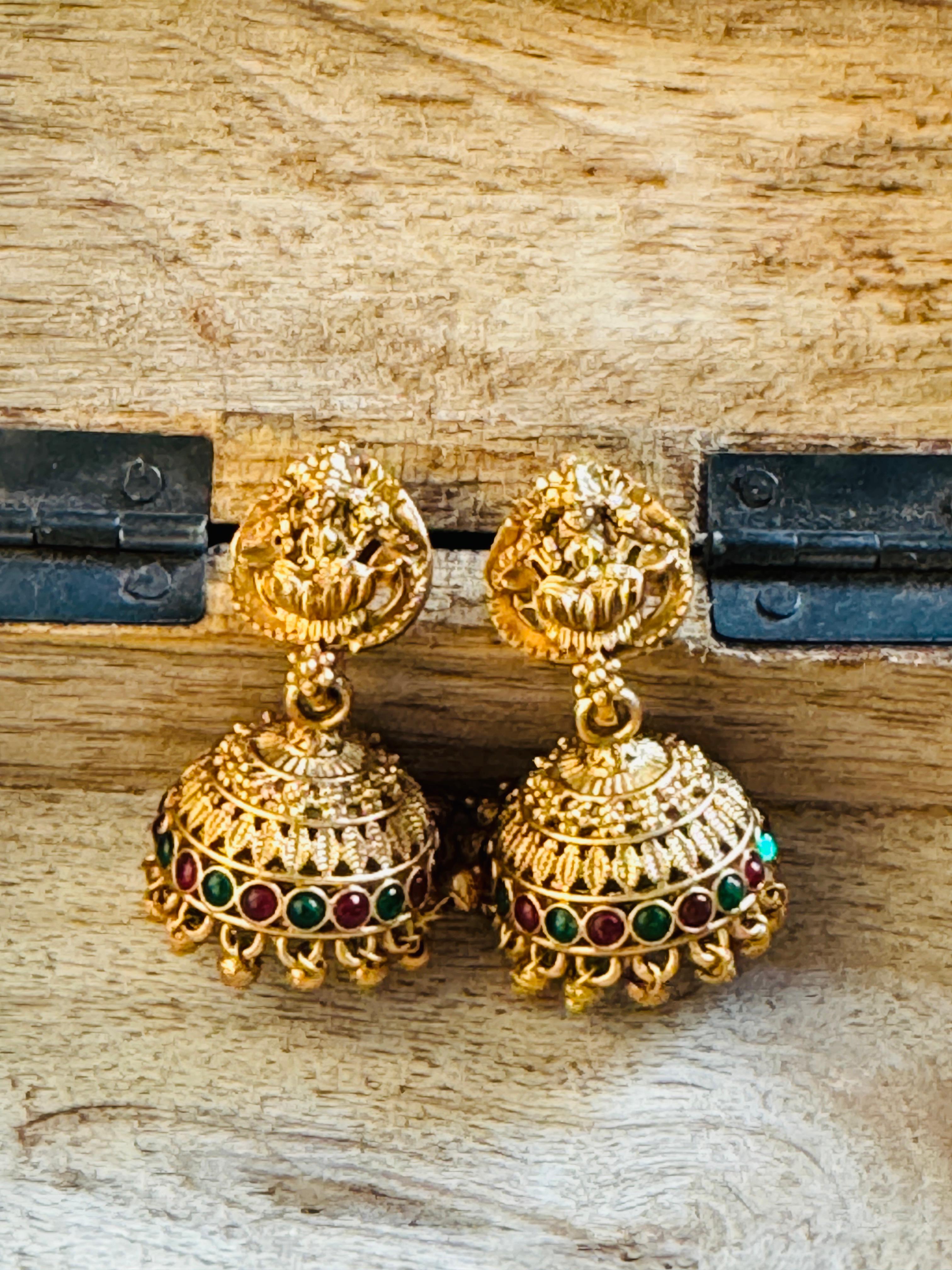 Divine Lotus – Temple Jhumkas